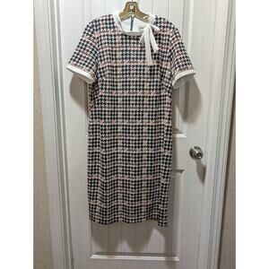 Shelby & Palmer Houndstooth Women's Short Sleeve Shift Dress Knee Length Size 16
